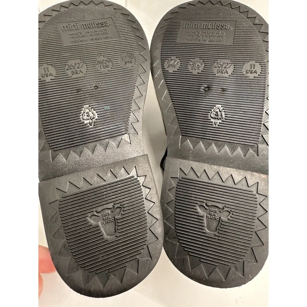 Mini Melissa Aranha 79/16 Black Jelly Sandals‎ Fisherman Mary Jane Toddler 11